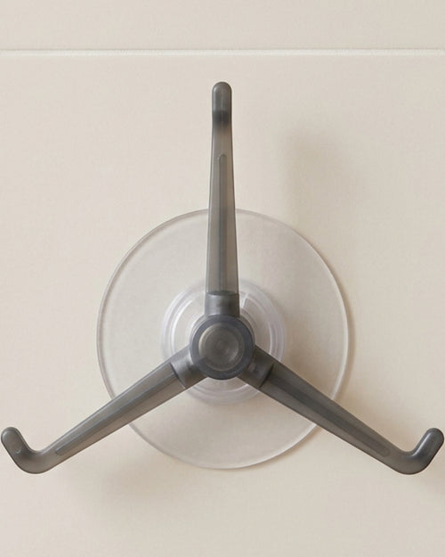 Hjvkn Adhesive Rotating Triple Wall Hook Frosted Clear Smoke - Lifestyle view