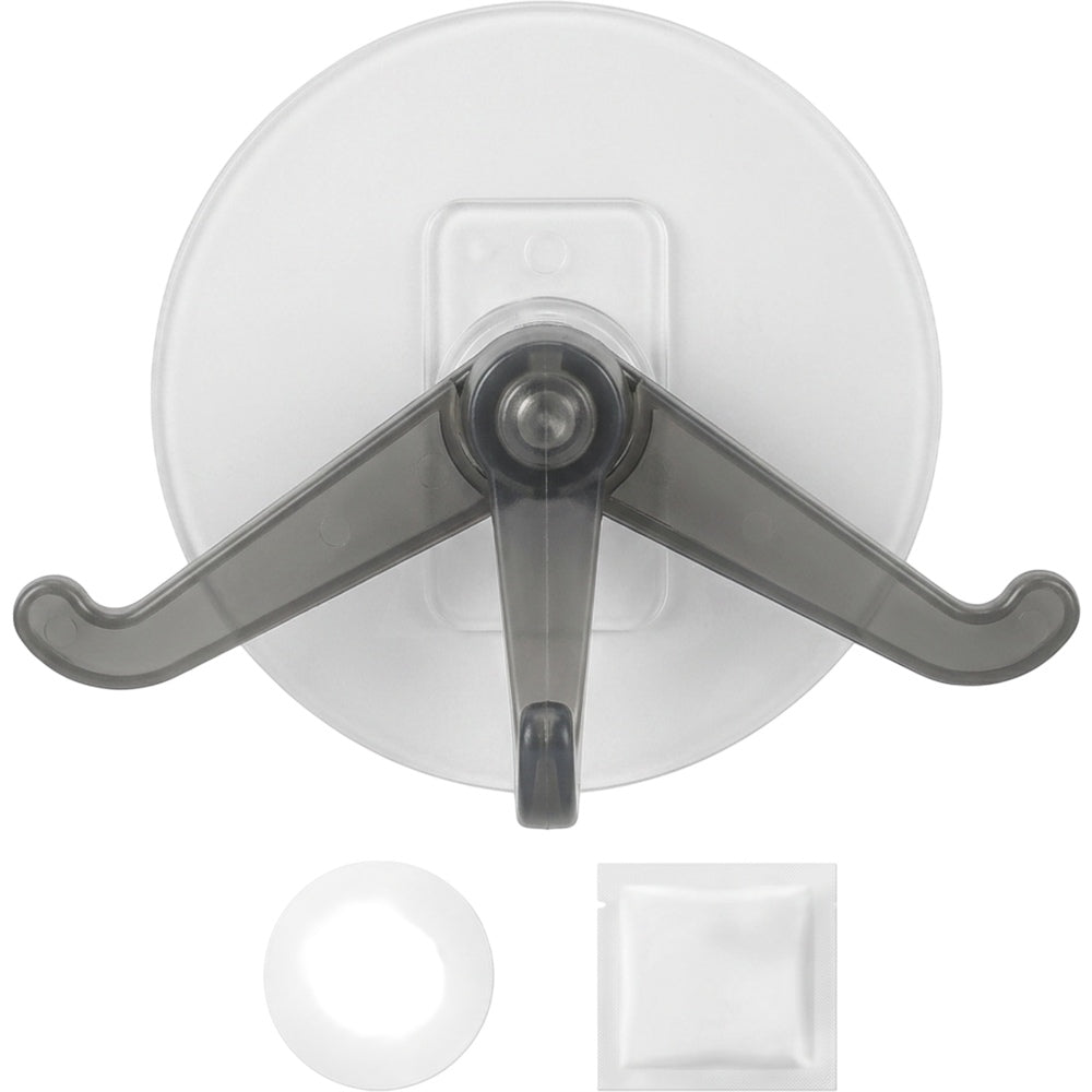 Hjvkn Adhesive Rotating Triple Wall Hook Frosted Clear Smoke - Product view