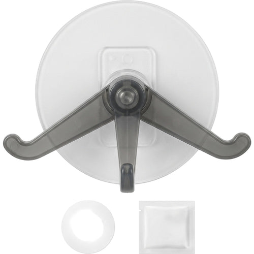 Hjvkn Adhesive Rotating Triple Wall Hook Frosted Clear Smoke - Product view