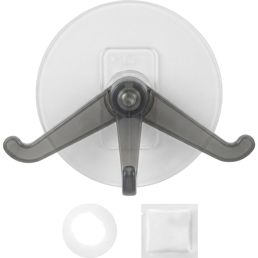 Hjvkn Adhesive Rotating Triple Wall Hook Frosted Clear Smoke